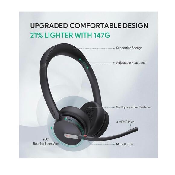 Yealink BH70 Dual Teams Bluetooth Headset with USB-A Dongle, 35hr battery - Picture 7 of 16